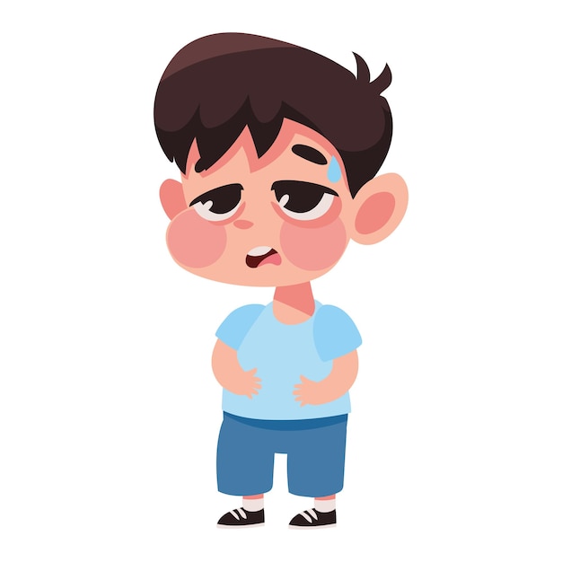 Free vector kid sick sweating icon isolated