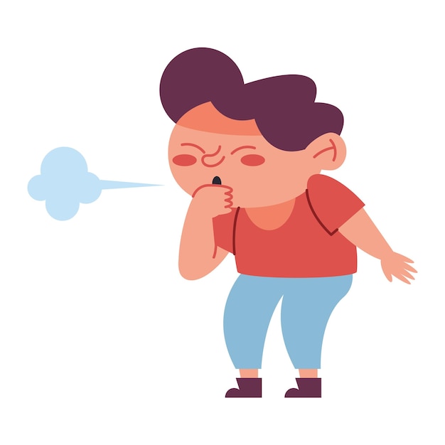 Free vector kid sick with cough