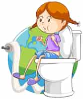 Free vector kid sitting on toilet on earth icon