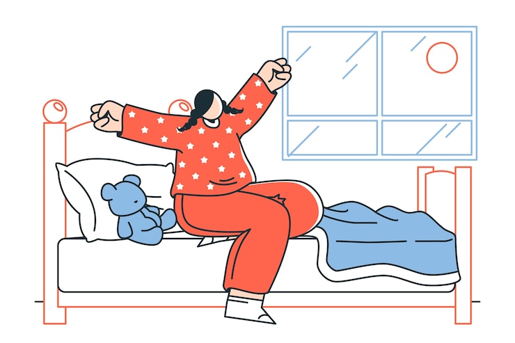 무료 Vector 아이가 깨어나는 개념 일러스트레이션