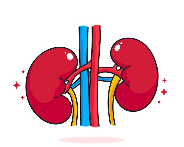 Kidney human anatomy biology organ body system health care and medical hand drawn cartoon art illustration