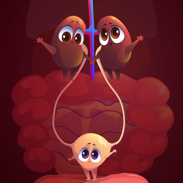 Kidneys and bladder funny cartoon funny characters