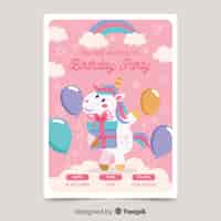 Free vector kids birthday invitation template