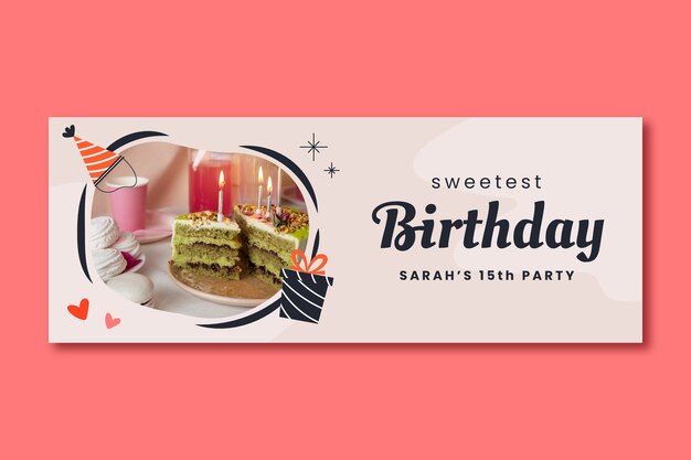 子供の誕生日パーティーのソーシャル メディアの表紙のテンプレート