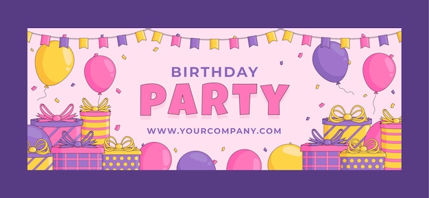 Kids birthday party social media cover template