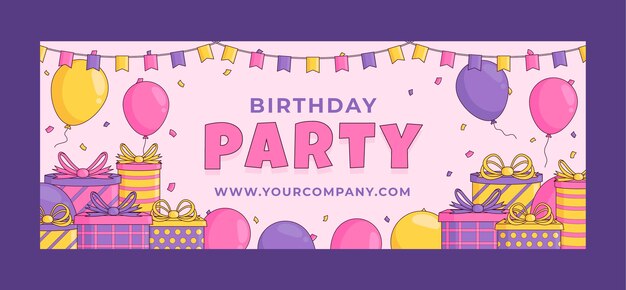 kids birthday party social media cover template
