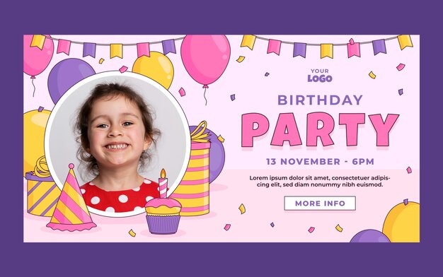 Kids birthday party social media post template