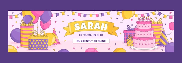 kids birthday party twitch banner template