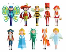 Free vector kids and carnival costumes collection