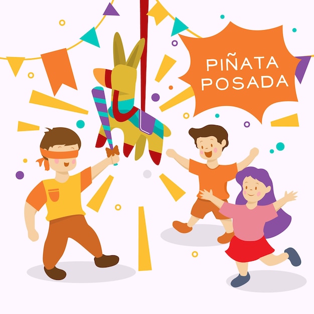 Free vector kids celebrating posada