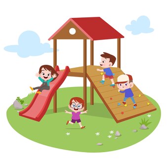 子供の遊び場のイラストを遊んでいる子供たち プレミアムベクター 子供の遊び場のイラストを遊んでいる子供たち プレミアムベクター