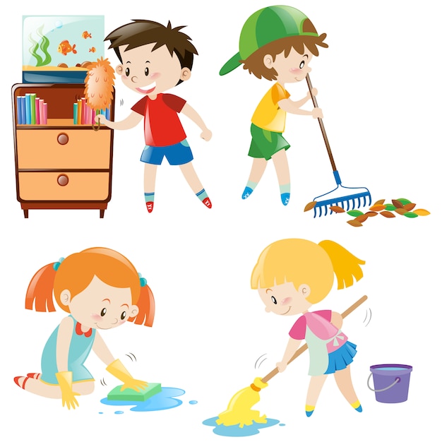 Vettore gratuito bambini raccolta di pulizia