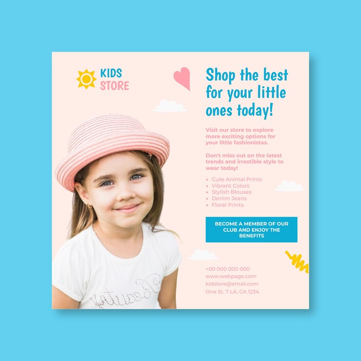 無料Vector 子どもの服装ポスターのテンプレートデザイン