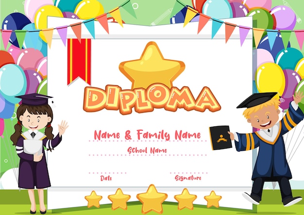 Kids diploma certificate template