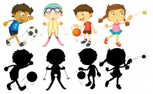 さまざまな種類のスポーツイラストをしている人々 無料のベクター