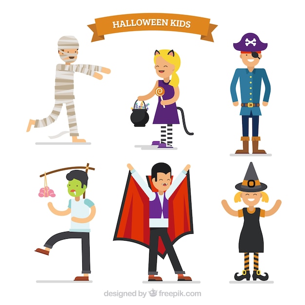 Дети, одетые в хэллоуин
