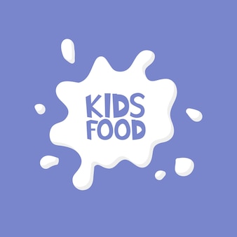 Концепция логотипа всплеск молока детской еды. векторная иллюстрация.