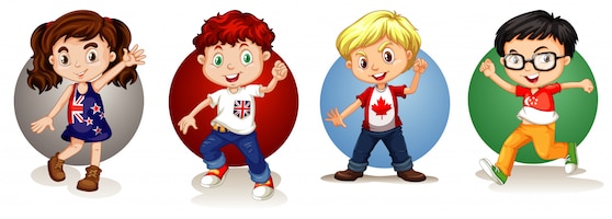 Free vector kids from different countries