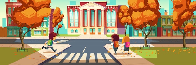 Free vector kids go to school banner