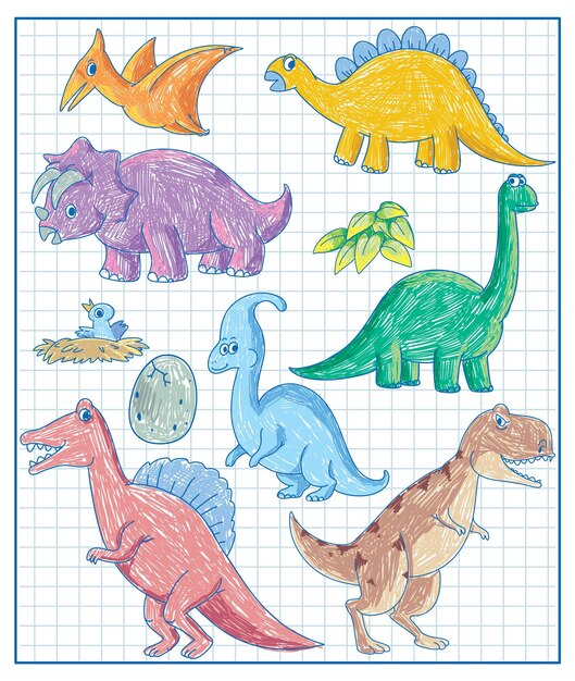 Дети нарисовали каракули динозавров