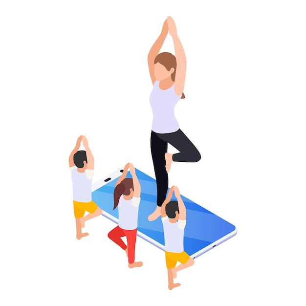 Free vector kids having physical education online lesson isometric