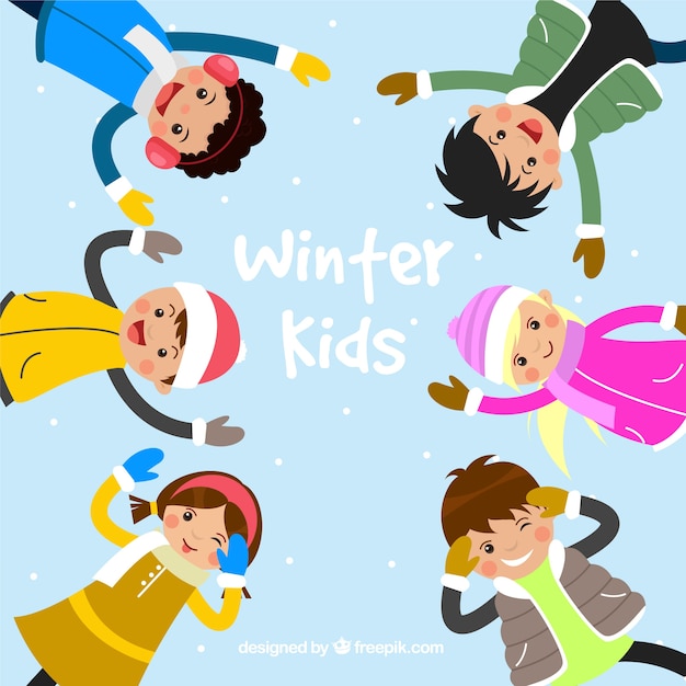 Kids having winter fun