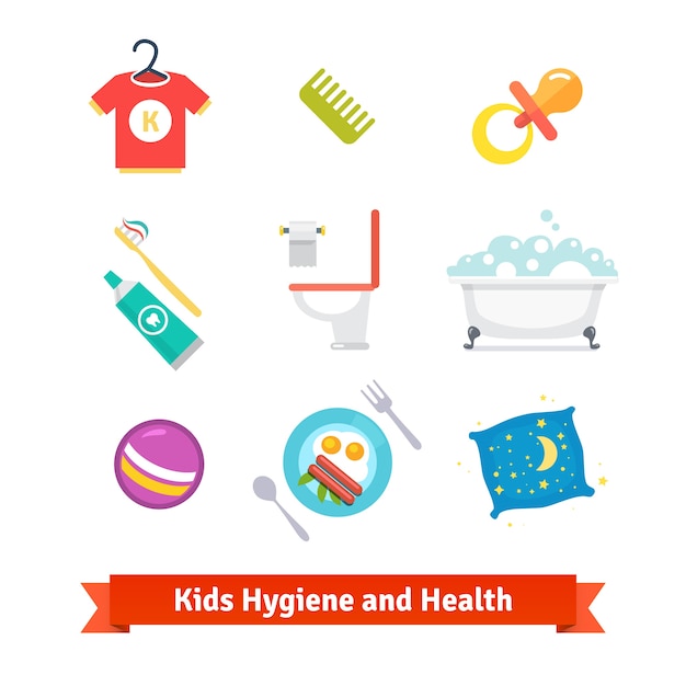 Бесплатное векторное изображение Здоровье и гигиена детей