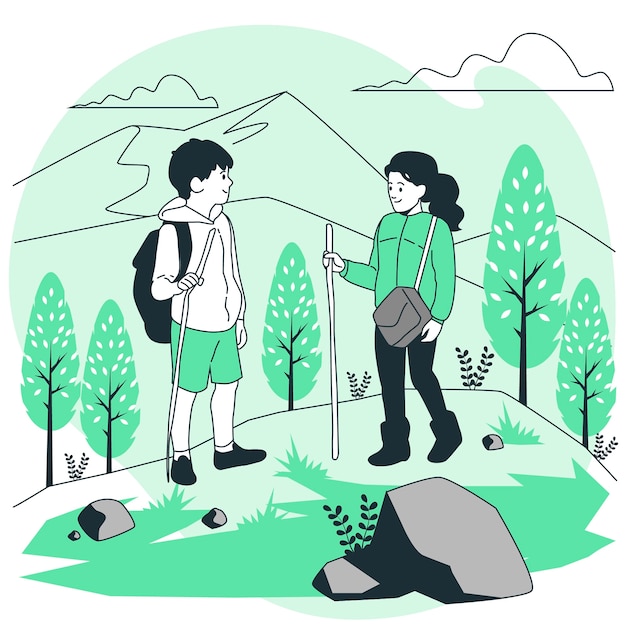 kids hiking concept illustration