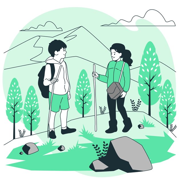 kids hiking concept illustration