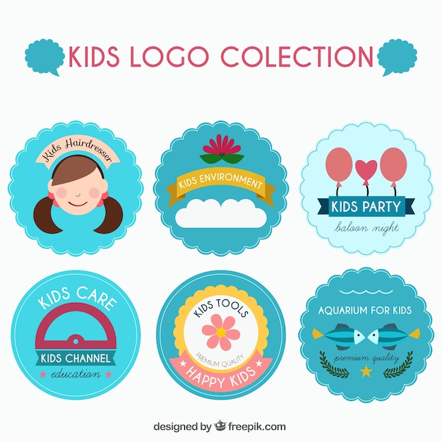 Free vector kids logo collection