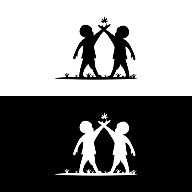 Kids and marijuana logo silhouette style