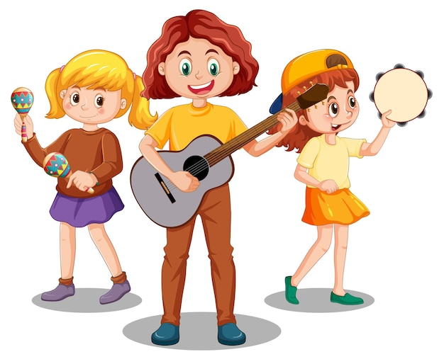 Free vector kids music band cartoon character