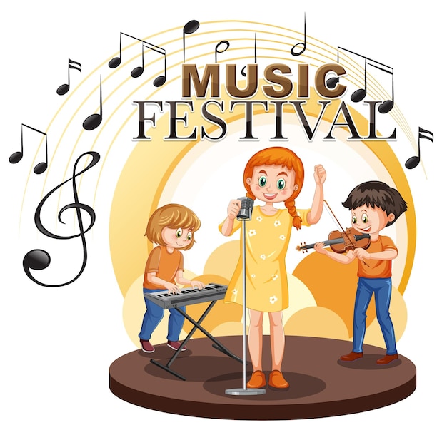 Free vector kids music band cartoon character