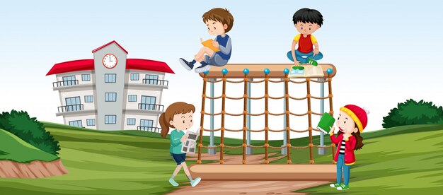Бесплатное векторное изображение Дети на игровой площадке