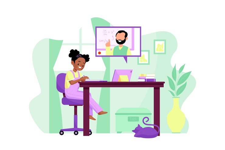 Free Vector kids online lessons