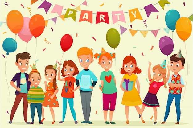 Free vector kids party composition