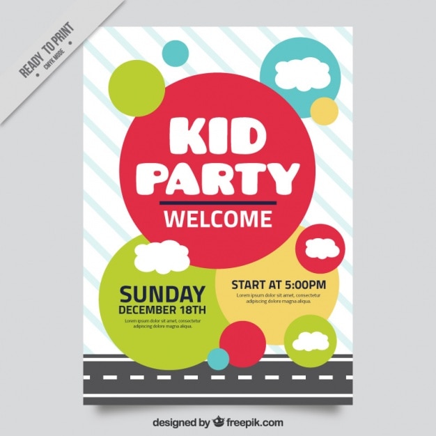 Free vector kids party invitation with circles