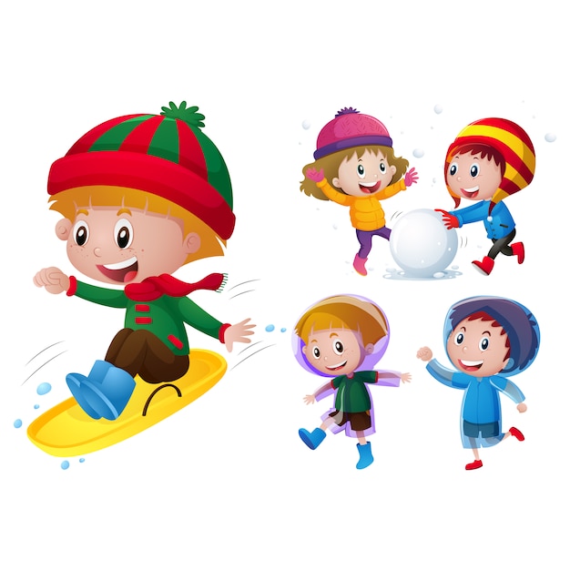 Free vector kids playing collection