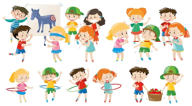 Free vector kids playing different games