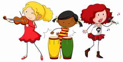 Free vector kids playing musical instrument