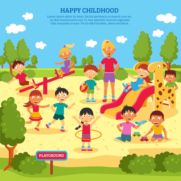 Kids playing poster