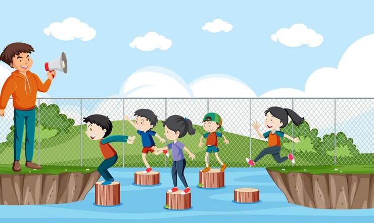 Free Vector kids playing red light green light game