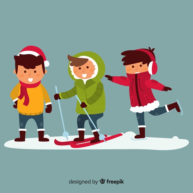 子供たちは雪で遊んでいる