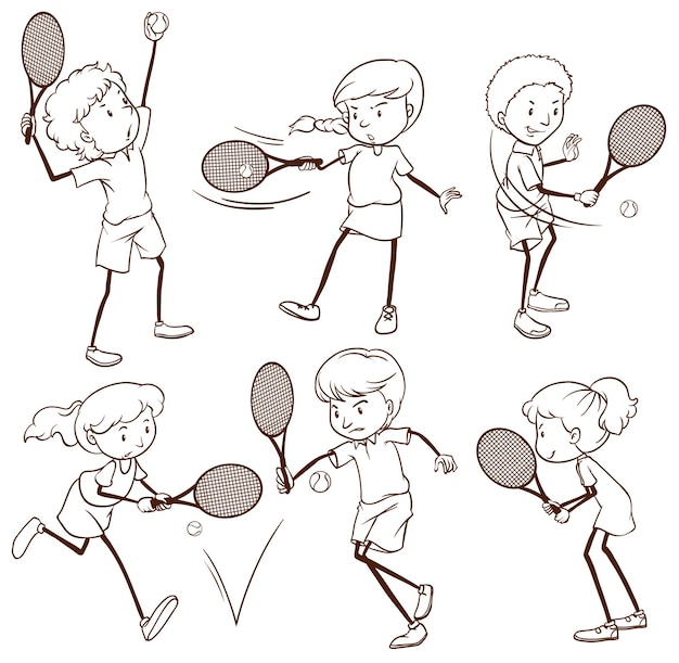 Free vector kids playing tennis