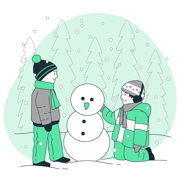 Kids playing with snow concept illustration