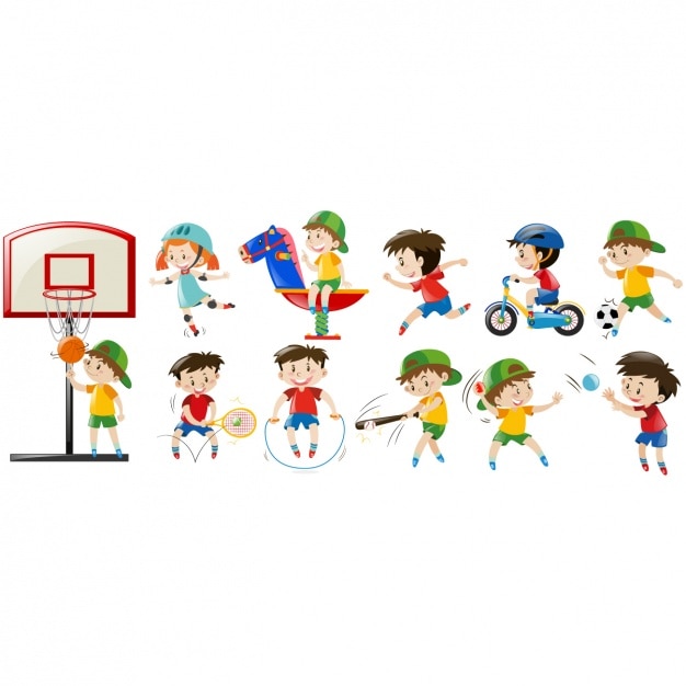 Free vector kids practising sport