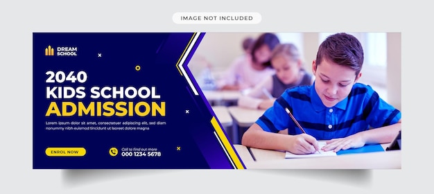 Kids school admission facebook timeline cover  and banner template
