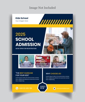 Kids school admission flyer or education poster design template