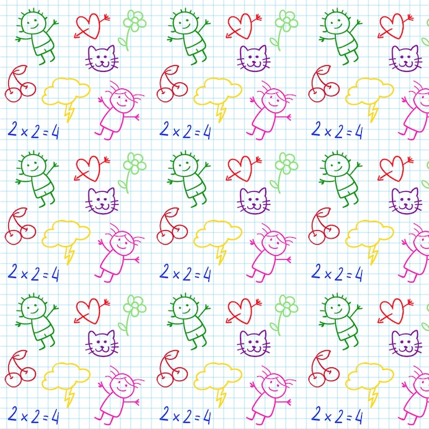 Vettore gratuito la scuola per bambini doodles in notebook