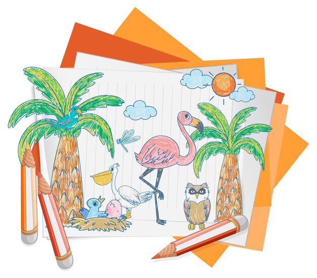 Free Vector kids sketch colored in hand drawn style